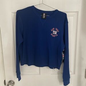 NWT New York Giants Blue Long Sleeve thermal crop length top